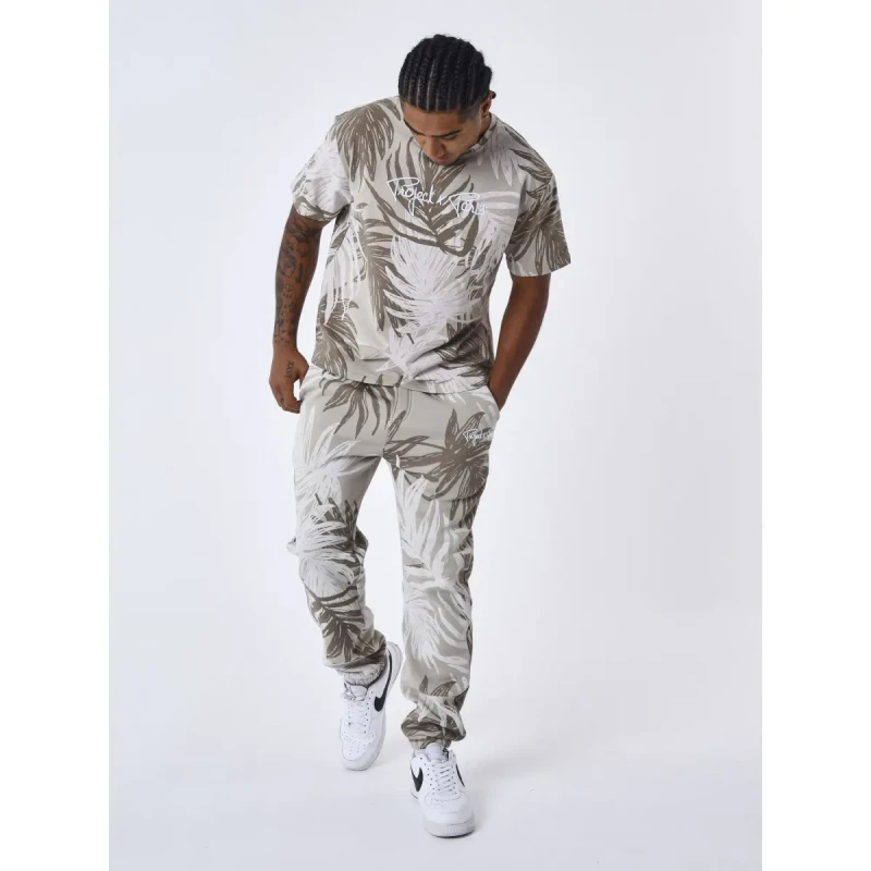 Image of Project X Paris All over palm leaves T-Shirt Project X Paris Marron Male S
