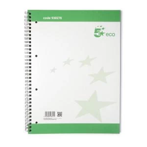 image of 5 Star A4 Eco Spiral Pad Punched 4 Holes Pack of 10