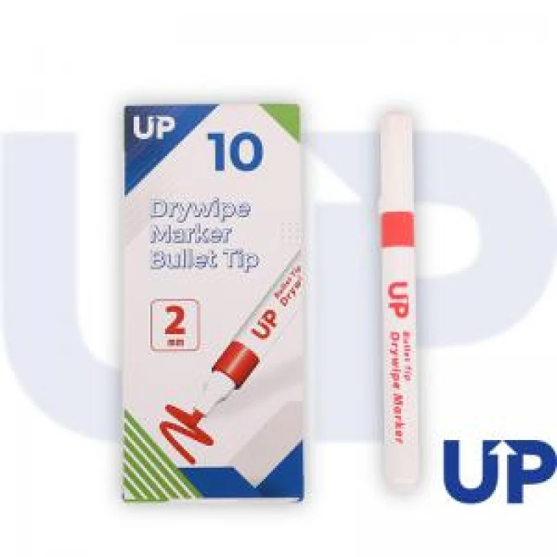 Image of UP Drywipe Bullet Tip Markers 2mm Line Red (10 Pack) UP0071