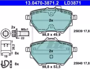 Image of ATE Brake pad set 13.0470-3871.2 Brake pads,Brake pad set, disc brake OPEL,PEUGEOT,TOYOTA,GRANDLAND X (A18),Corsa F,COMBO Großraumlimousine (X19)