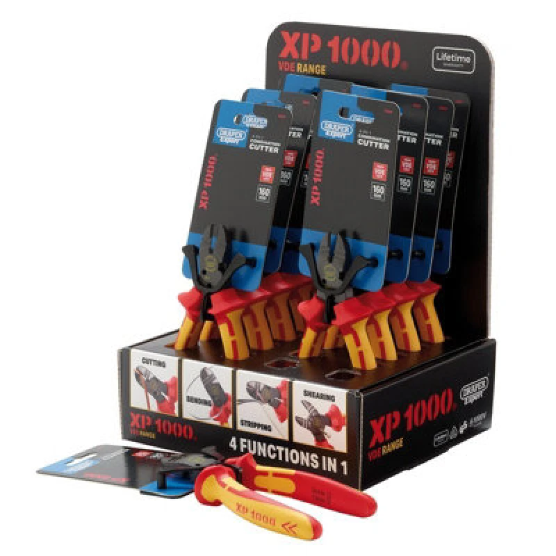 Image of Draper 13614 Xp1000 Counter Top Display Of Vde 160mm 4-In-1 Combination Cutters (10 Piece)