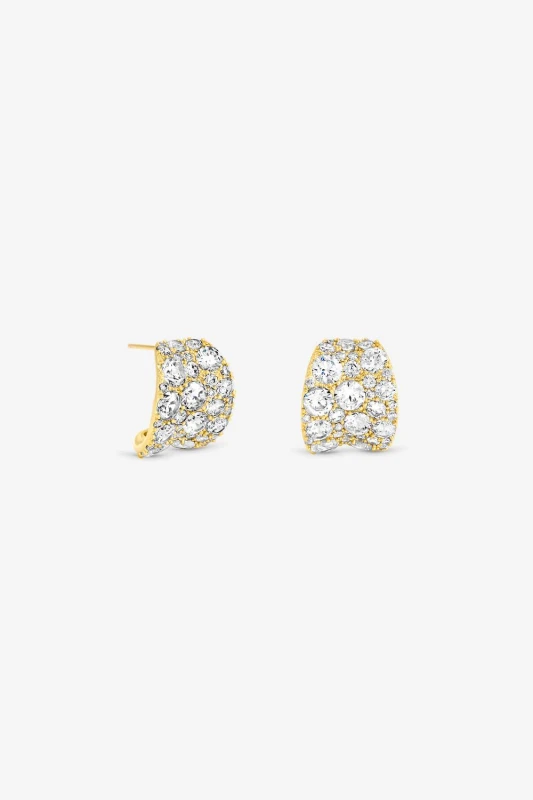 Image of Jon Richard Womens Gold Plated & Pave Curve Earrings Gold Female One Size