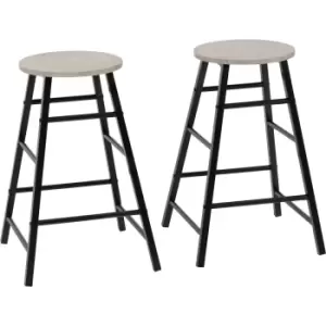 image of Athens Pair of Bar Stools in Grey Concrete Effect - Seconique