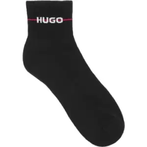 image of Hugo 3 Pack Rib Logo Socks - Black