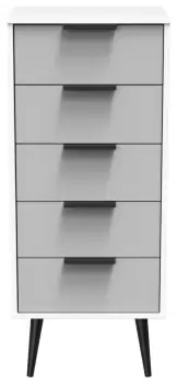 image of Bergen 5 Drawer Tallboy - Grey & White