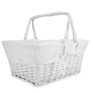 Image of Willow Storage Basket with Cotton Lining M&amp;W White