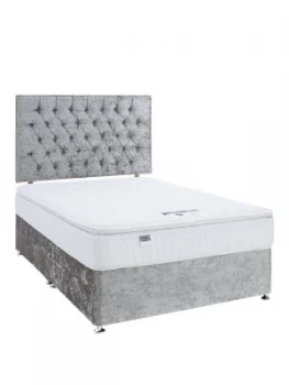 image of Luxe Collection By Silentnight Florence 1000 Pillowtop Divan Bed And Storage Options Includes Headboard Silver