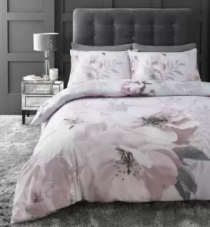 image of Catherine Lansfield Floral Blush Pink Bedding Set - Single