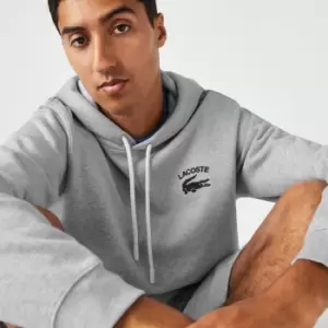 Image of Mens Lacoste Classic Fit Solid Hooded Sweatshirt Size 3 - S Grey Chine