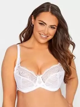 Image of Yours Clothing White Stretch Lace Uw Bra, White, Size 38C, Women