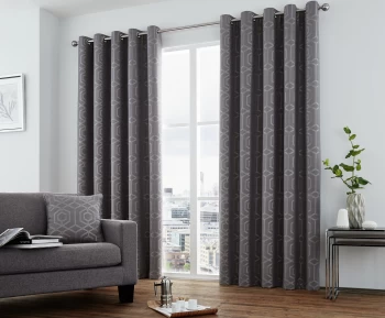 Image of Curtina Camberwell Eyelet Curtains - 117x137cm - Graphite
