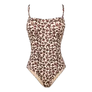 image of Women Bustier One Piece Swimsuit Turtles Leopard - Facette - Yellow - Size M - Vilebrequin