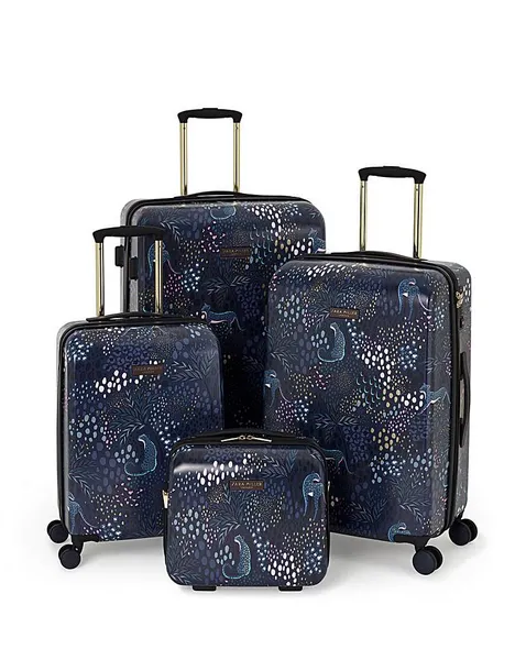 image of Sara Miller London Midnight Leopard IL67403 Large Navy Suitcase