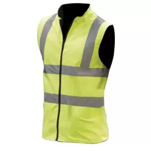 Image of Yoko Mens Workwear Hi-Vis Reversible Fleece Vest / Jacket (XL) (Hi-Vis Yellow)