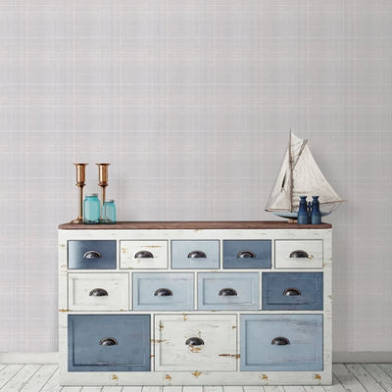 Image of Galerie Deauville 2 Taupe Beige White Nautical Sea Plaid Smooth Wallpaper