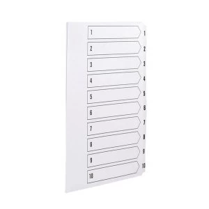 Image of Concord Presentation Index Unpunched White Mylar Tabs 1-10 A4 White Ref 75201 Pack 10