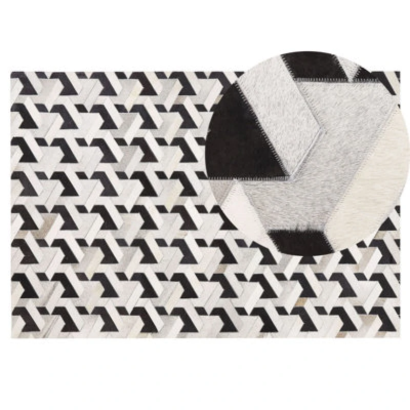 Image of Beliani Rug Narman Grey 140 X 200 Cm Leather