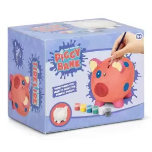 image of Rex Brown Paint Your Own Ceramic Piggy Bank With Brush & Six Paints