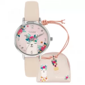 image of Tikkers Kids Llama Pink Strap Watch Gift Set