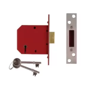 Image of Union 2101 5 Lever Mortice Deadlock Satin Chrome Finish 77.5mm 3" Box