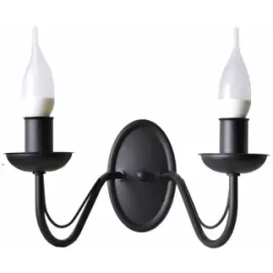 image of Helam Lighting - Helam Malbo Candle Wall Lamp Black 32cm