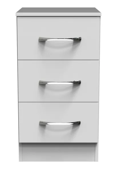 image of Hampshire 3 Drawer Bedside Cabinet in White (Ready Assembled)