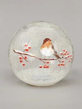 image of Festive 20Cm Battery Operated Lit Crackle Ball Robin