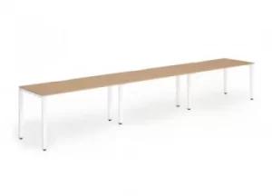 Image of Single White Frame Bench Desk 1200 Beech (3 Pod)