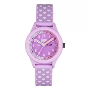 image of Hype Kids Lilac Watch with Heart Pattern Silicone Strap