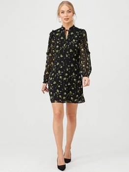 Image of Oasis Daffodil Lace Trim Dress - Multi/Black, Multi Black, Size 16, Women