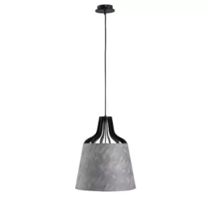 image of Ivo Dome Pendant Ceiling Light Grey, 38cm, 1x E27