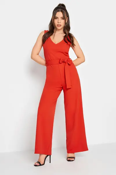 image of PixieGirl Petite Scuba Crepe Jumpsuit Orange