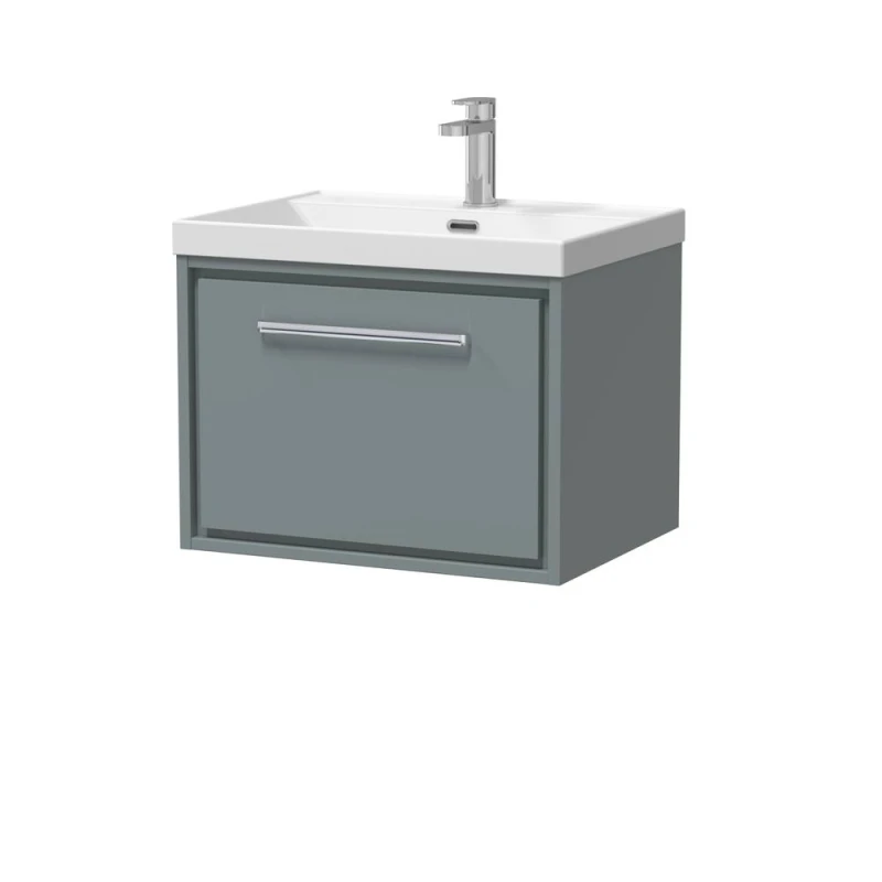 Image of Balterley Bathroom 1 Soft Close Drawer Wall Hung Vanity Unit Basin, Grey, 600mm in Grey Grey Unisex