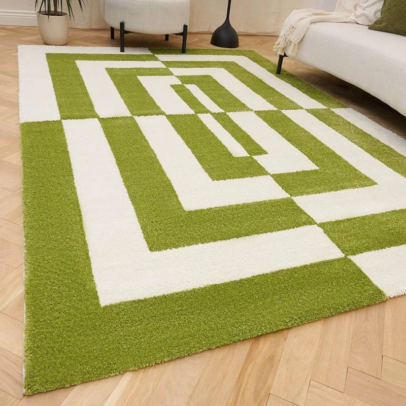 Image of THE RUGS Joli Geometric Soft & Dense Pile Living Room & Bedroom Rug in Light Green Size: 80cm x 150cm Light Green Unisex 80cm x 150 cm