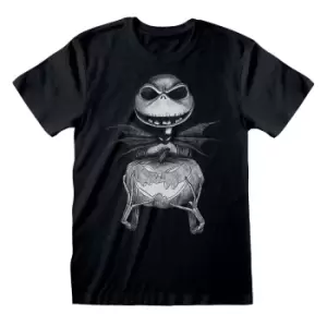 image of Nightmare Before Christmas Unisex Adult Jack Skellington T-Shirt (L) (Black)