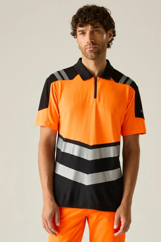 Image of Regatta Regatta Men Hi-Vis X-PRO Polo Shirt in Orange Size: Small Orange S Male 5063019884745