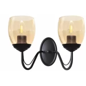 image of Helam Allena Wall Lamp Black, Amber 27cm