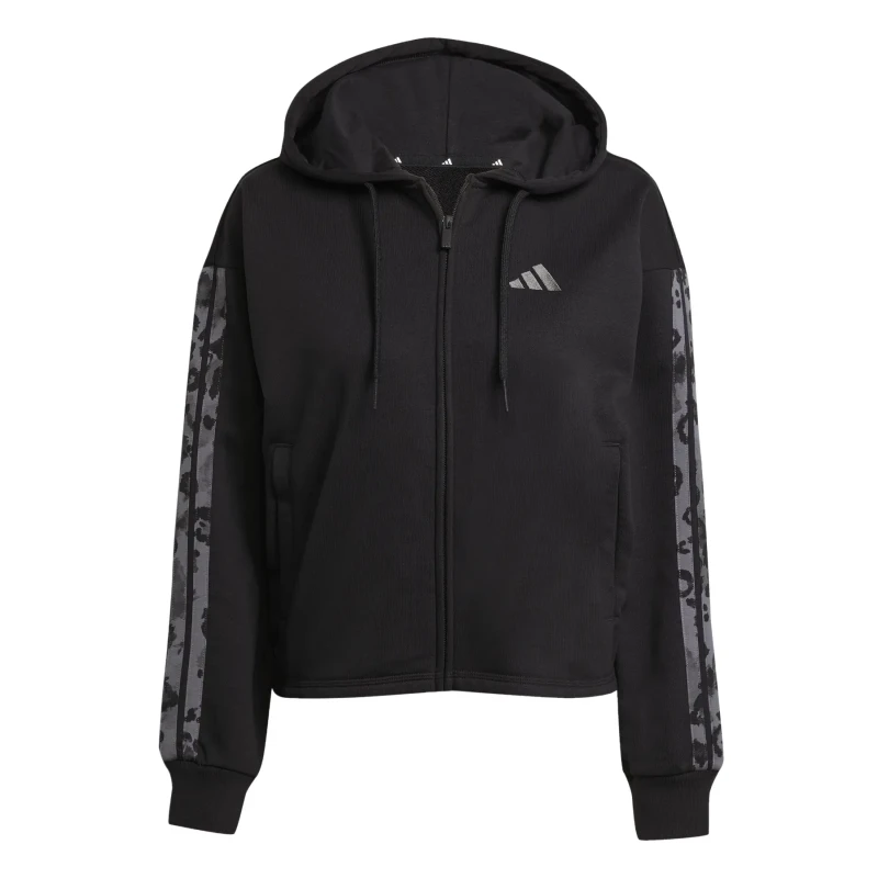 Image of Adidas Womens hooded sweatshirt adidas Animal Print 3 stripes Noir Female XL