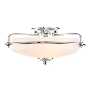 image of Quoizel Griffin Bowl Semi Flush Ceiling Light Polished Chrome