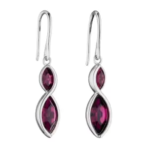 image of Sterling Silver Twist Navette Earrings With Amethyst Crystal