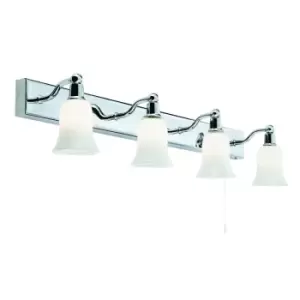 Image of Belvue LED 4 Light Bathroom Wall Downlight Chrome with Glass Shade IP44