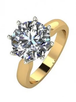 Image of Moissanite 9ct Gold 4ct Equivalent Moissanite Solitaire Ring, White Gold, Size L, Women