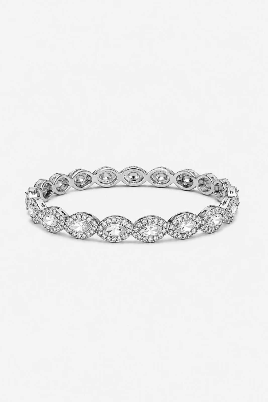 Image of Jon Richard Womens Silver Plated & Crystal Navette Stretch Bracelet Silver Female One Size