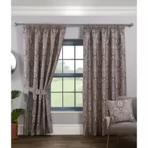 Image of Sundour - Tegola Pencil Pleat Curtain Pair Taped Top Ready Made Curtains Charcoal 90x72 - Charcoal