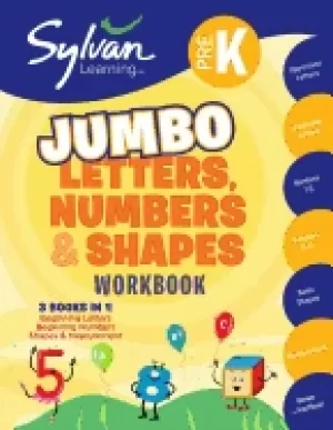 Image of pre k letters numbers and shapes jumbo workbook 3 books in 1 beginning lett