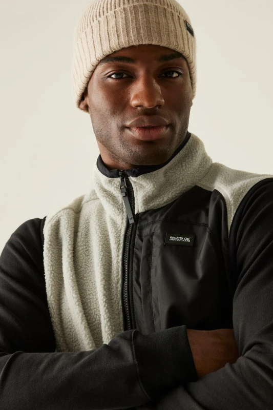 Image of Regatta Regatta Men Frankie Borg Full-Zip Gilet Bodywarmer in Cream Size: Small Cream S Male 5063516104940