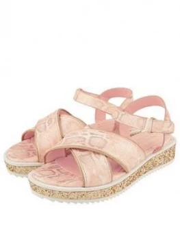 Monsoon Girls Snake Shimmer Glitter Flatform Sandal - Pale Pink, Size 12 Younger