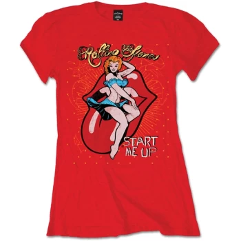 image of The Rolling Stones - Start me up Womens XX-Large T-Shirt - Red