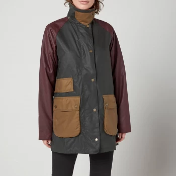 Image of Barbour Womens Luss Wax Jacket - Sage/Bordeaux/Sand - UK 10