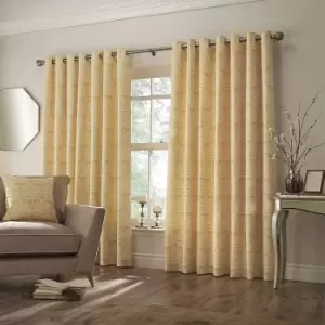 Image of Paoletti Horto Eyelet Curtains (46in x 56in) (Ochre Yellow)